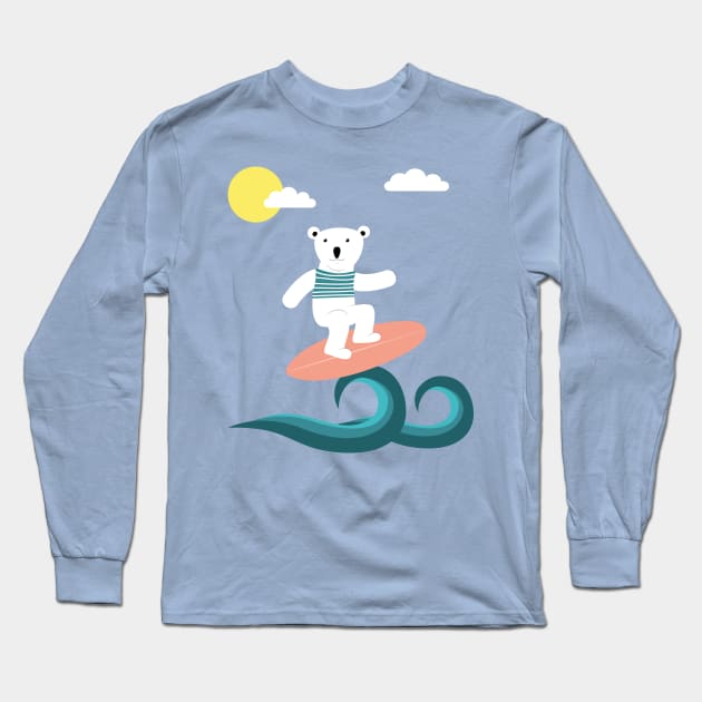 Surfing polar bear Long Sleeve T-Shirt by grafart